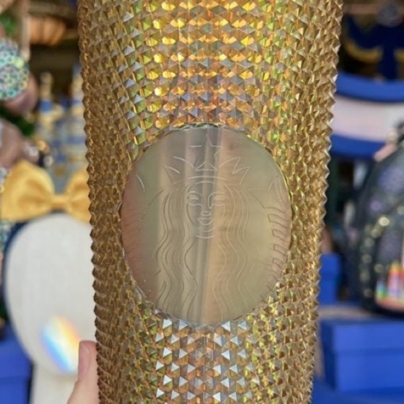 WALT Disney World 50th Anniversary Geometric Starbucks Tumbler with Straw – Gold - Picture 3 of 5